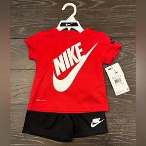 Nike Baby Boy T-Shirt & Shorts 2-Piece Set Black/University Red - 12 Months NWT